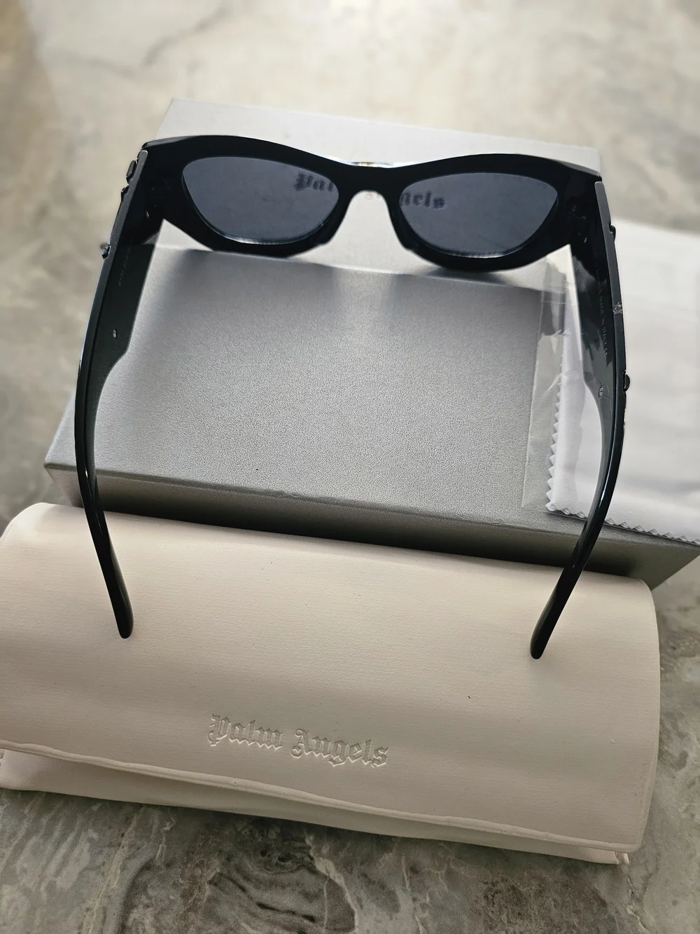 Palm Angels Black Sunglasses with Gold Logo